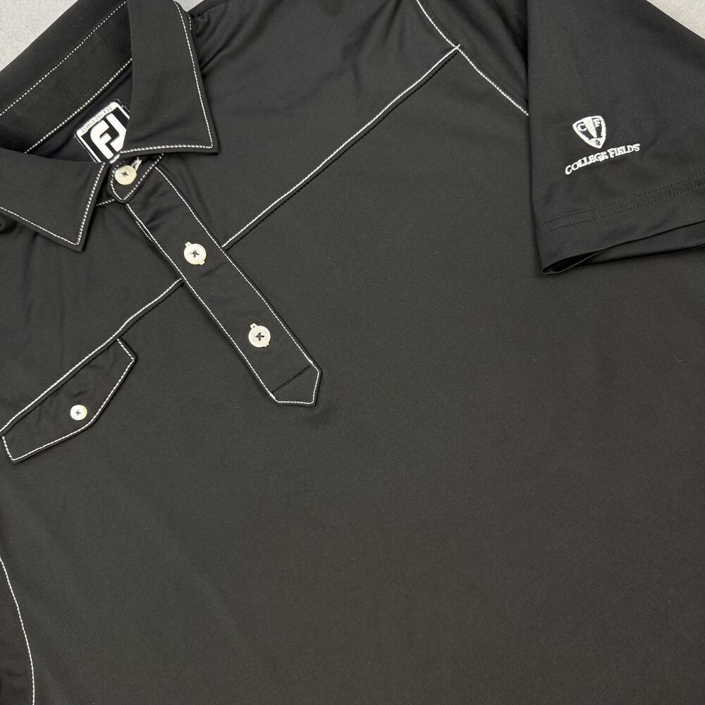 FootJoy Polo Shirt Mens Medium Black College Fields Golf Athletic Fit Stretch